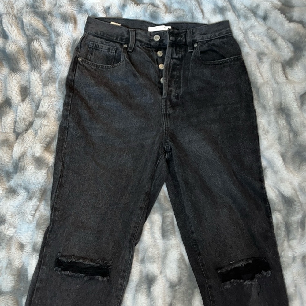 PACSUN Black Distressed Dad Jeans